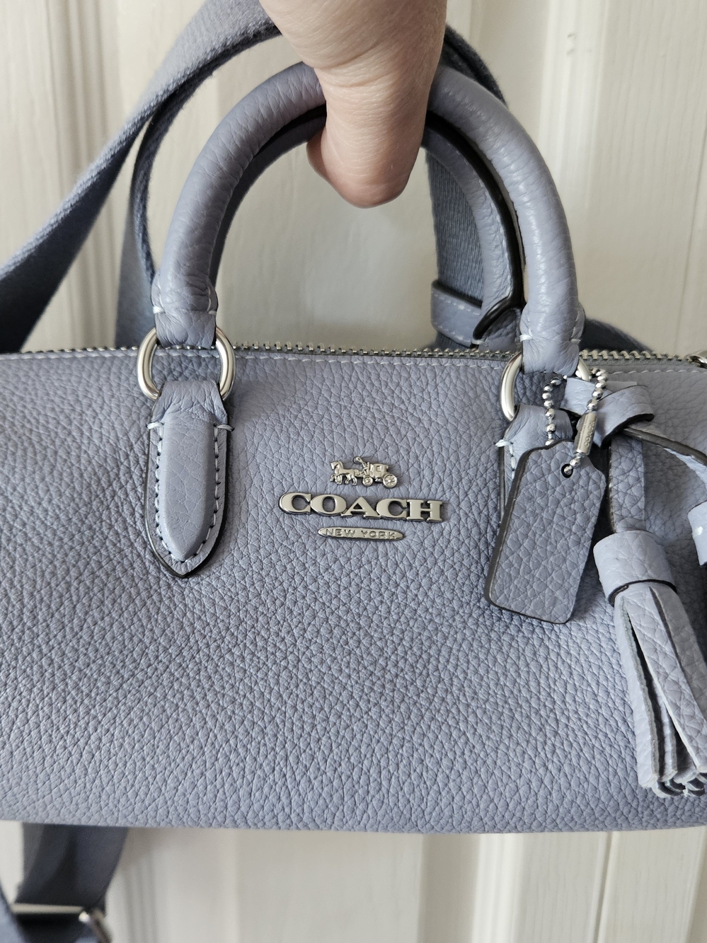 Coach Mini Bennett Satchel Purse Tote Bag Periwinkle Blue Pebbled Leather RARE - Picture 10 of 13